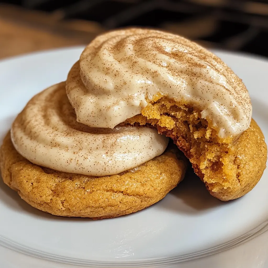 Soft Sweet Potato Cookies Topped With Cinnamon Cream Cheese Frosting