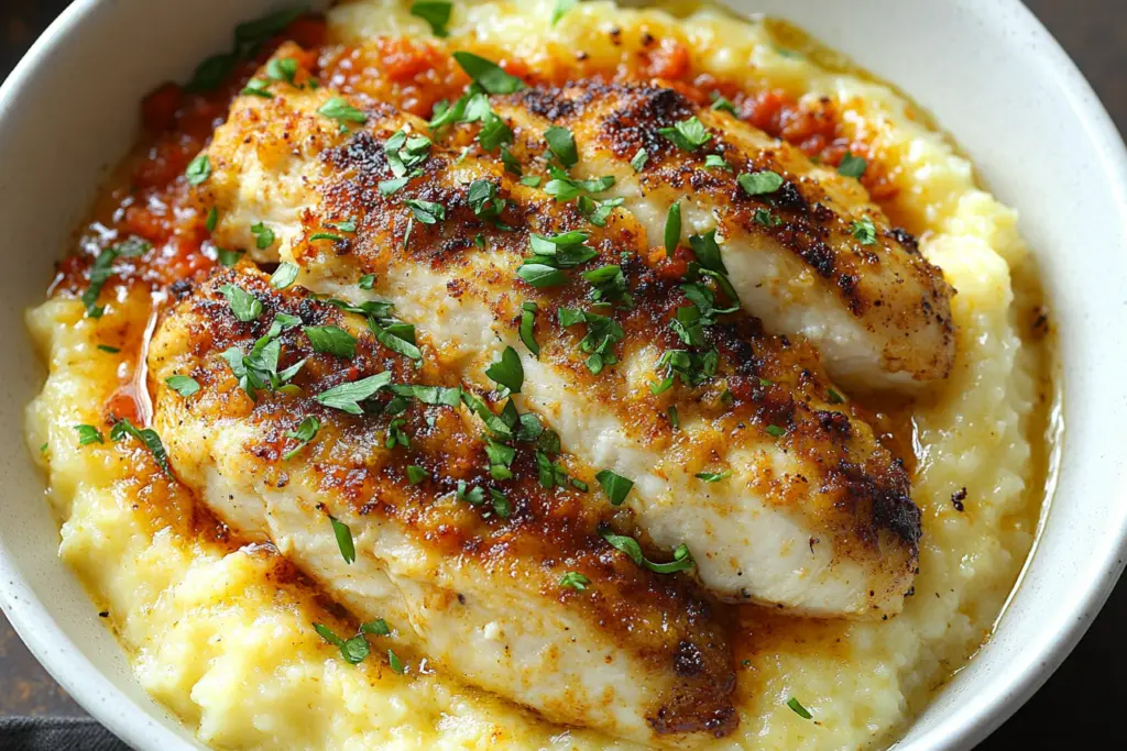 Cajun chicken, cheesy grits, Southern comfort food, spicy chicken recipes, creamy grits, Cajun cuisine, easy dinner recipes