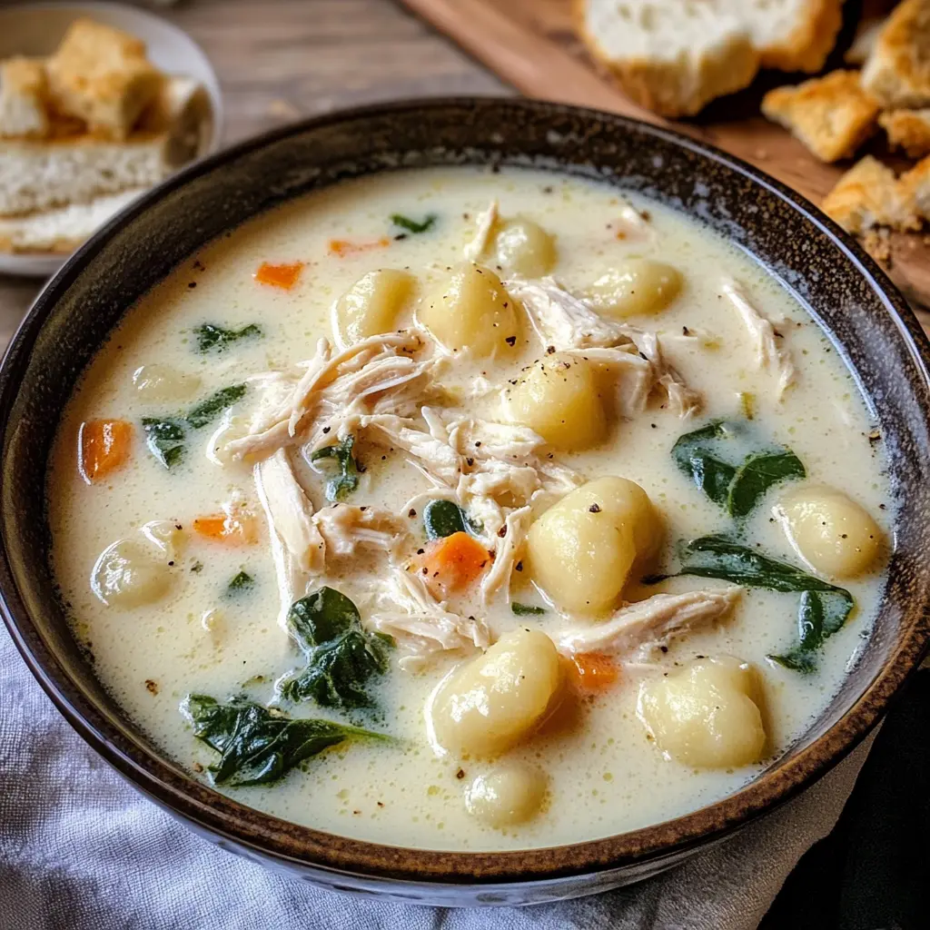 creamy soup, chicken soup recipe, gnocchi soup, comfort food, creamy chicken recipes, one-pot meals, fall recipes