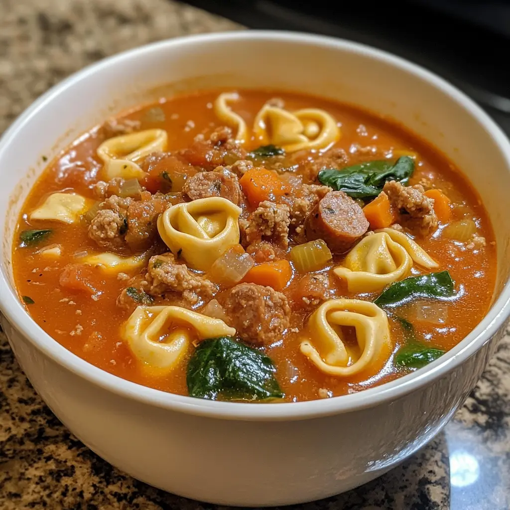 crockpot tortellini soup, sausage tortellini soup, easy crockpot recipes, comforting soup recipes, slow cooker dinners, creamy tortellini soup, fall soup recipes, hearty sausage soup, weeknight dinner ideas