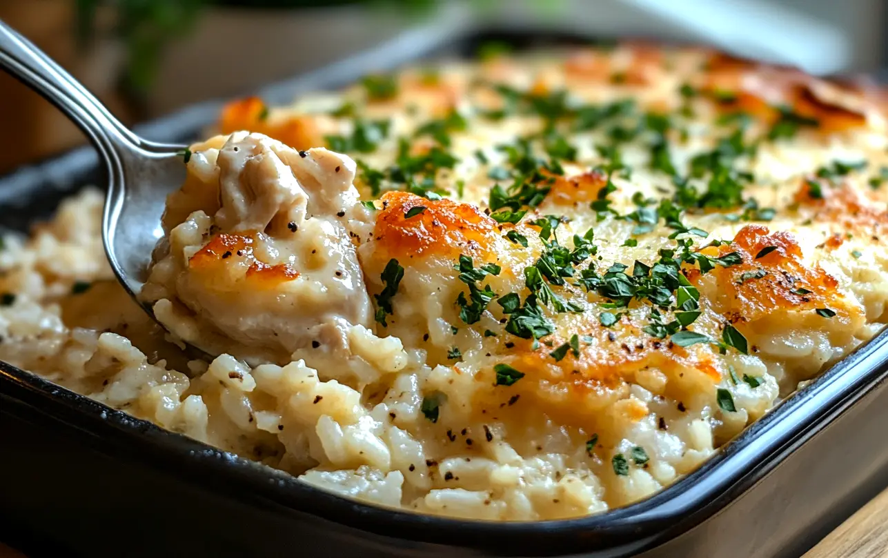 easy creamy angel chicken casserole, chicken and rice casserole, creamy chicken recipes, one-pan chicken dinner, comfort food recipes, quick dinner ideas, family-friendly meals, casserole recipes