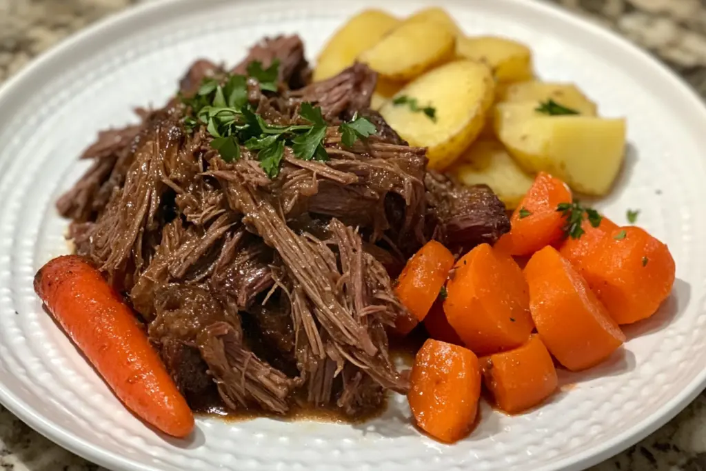 heart-healthy recipes, pot roast, slow cooker pot roast, low-sodium pot roast, healthy dinner recipes, comforting dinners, easy weeknight meals