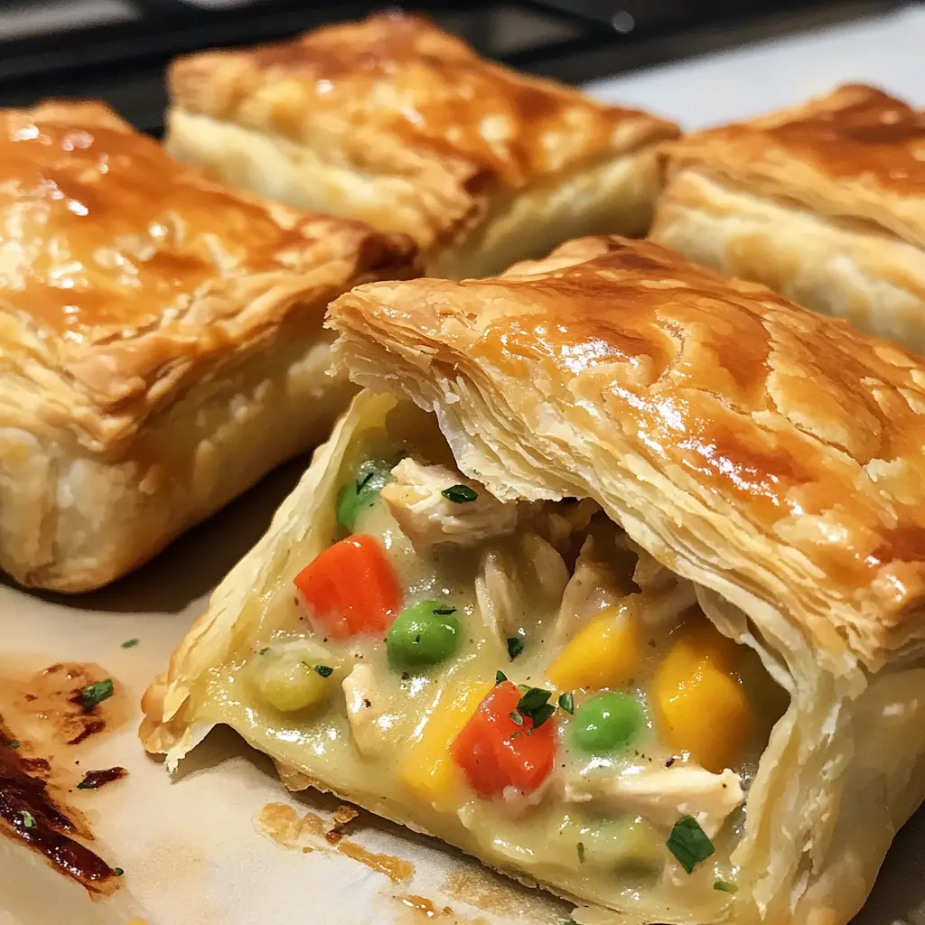 mini chicken pot pies, chicken pot pie recipe, puff pastry recipes, easy dinner ideas, comforting comfort food, individual pot pies, quick chicken recipes