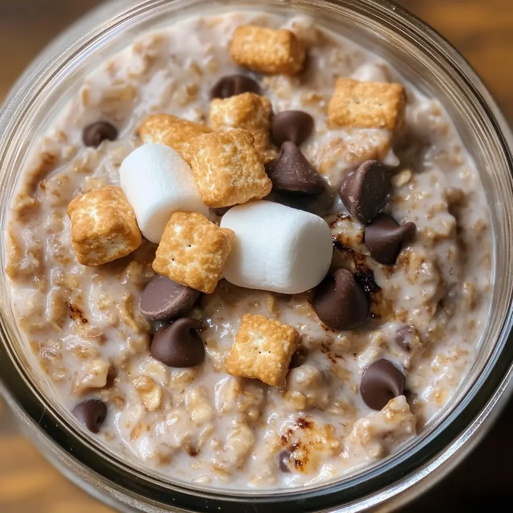 S'mores overnight oats, overnight oats recipes, healthy s'mores, no-cook breakfast, easy breakfast recipes, gluten-free overnight oats, summer breakfast ideas, camping recipes, dessert-inspired breakfast