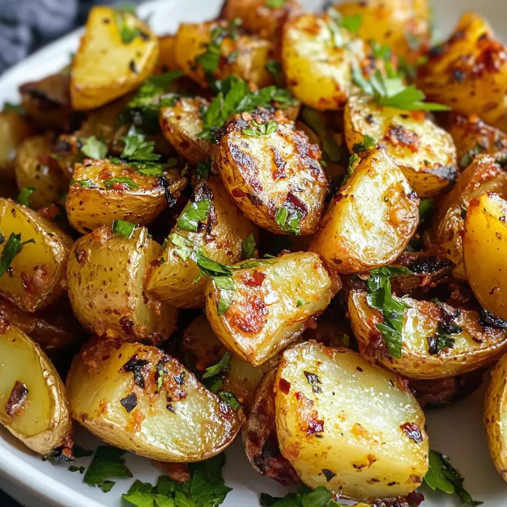 air fryer potatoes, golden potatoes recipe, harissa sauce, easy air fryer recipes, healthy side dishes, roasted potatoes, quick potato recipes