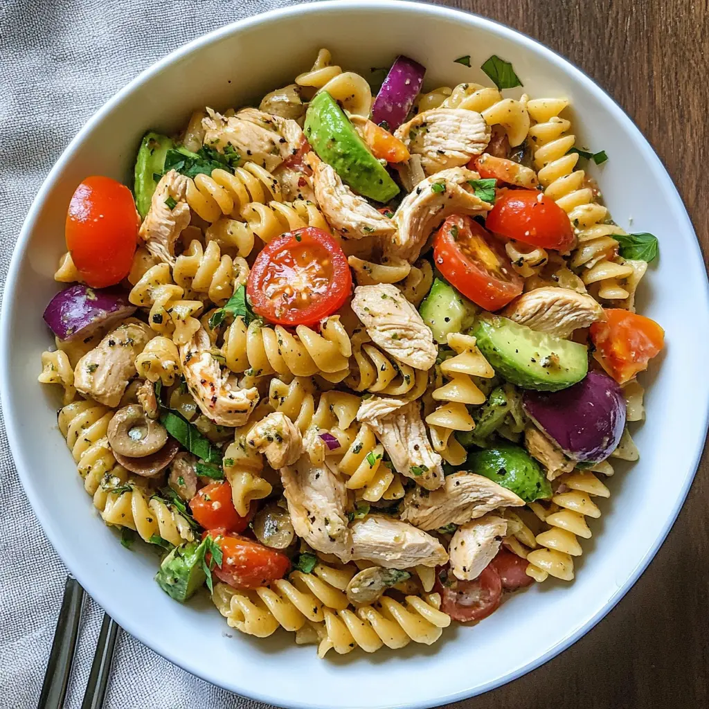 chicken pasta salad, summer pasta salad, easy chicken recipes, cold pasta salad, creamy pasta salad, healthy pasta salad, potluck recipes