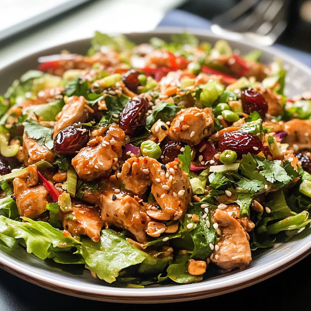 Chinese chicken salad, chicken salad recipes, healthy chicken salad, Asian-inspired salad, date recipes, gluten-free salad, quick chicken dinner