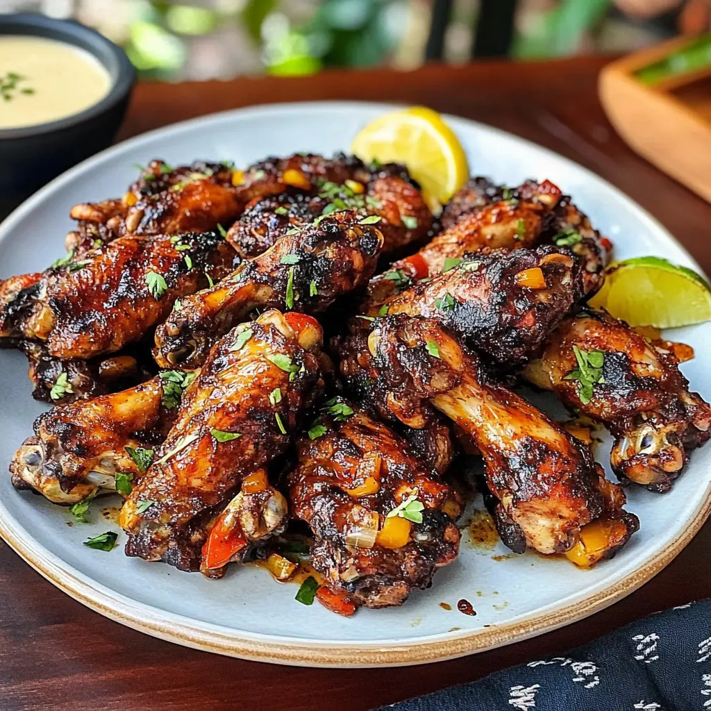 jerk chicken, grilled chicken wings, Jamaican cuisine, spicy chicken wings, crispy chicken wings, summer grilling recipes, party appetizers