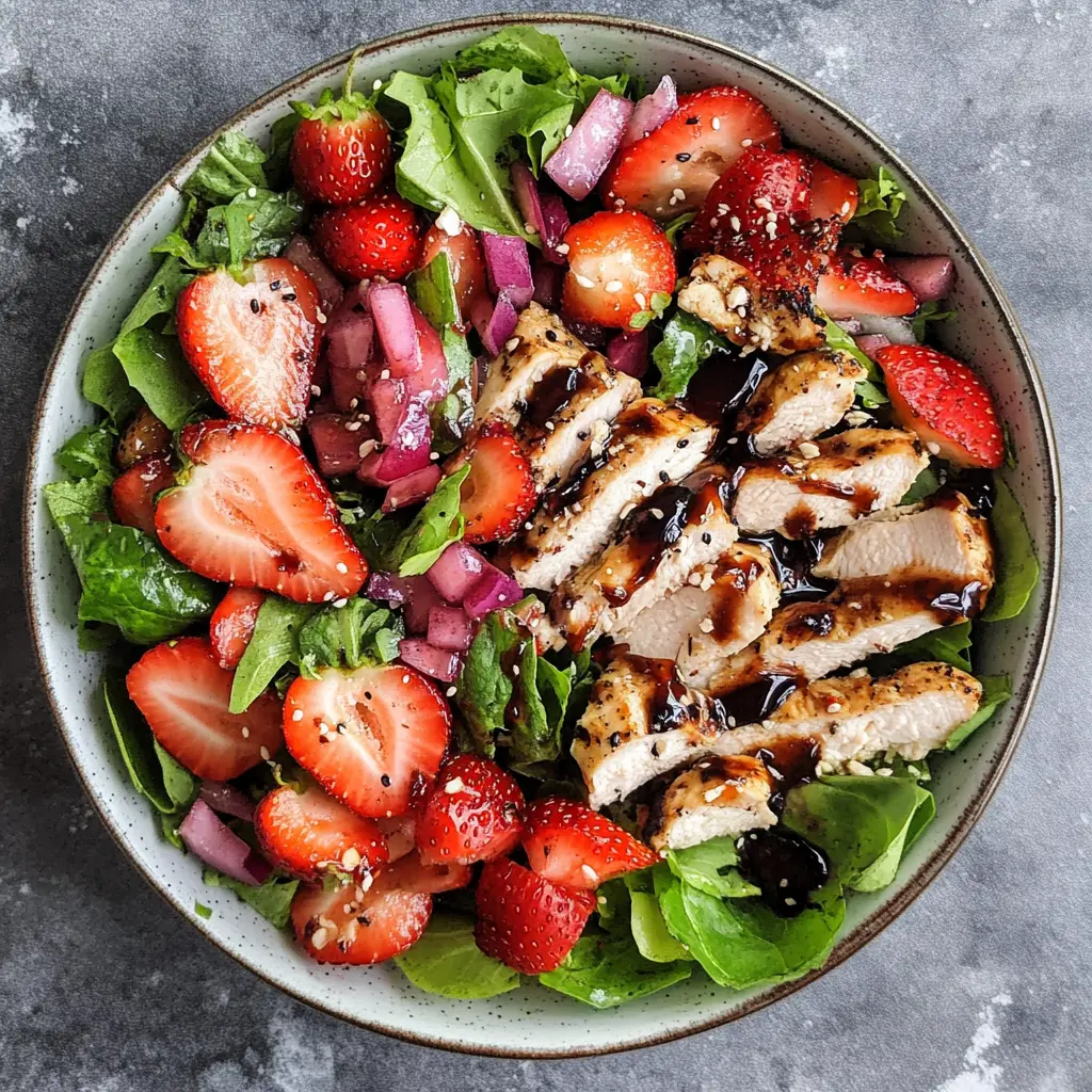 strawberry salad, chicken salad, strawberry balsamic dressing, summer salad, healthy salad recipes, gluten-free salad, fresh fruit salad