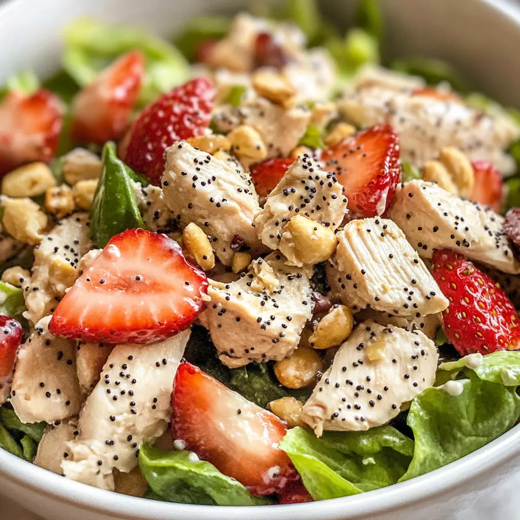 strawberry salad, rotisserie chicken recipes, poppy seed dressing, summer salad, healthy chicken salad, quick salad recipes, light lunch ideas