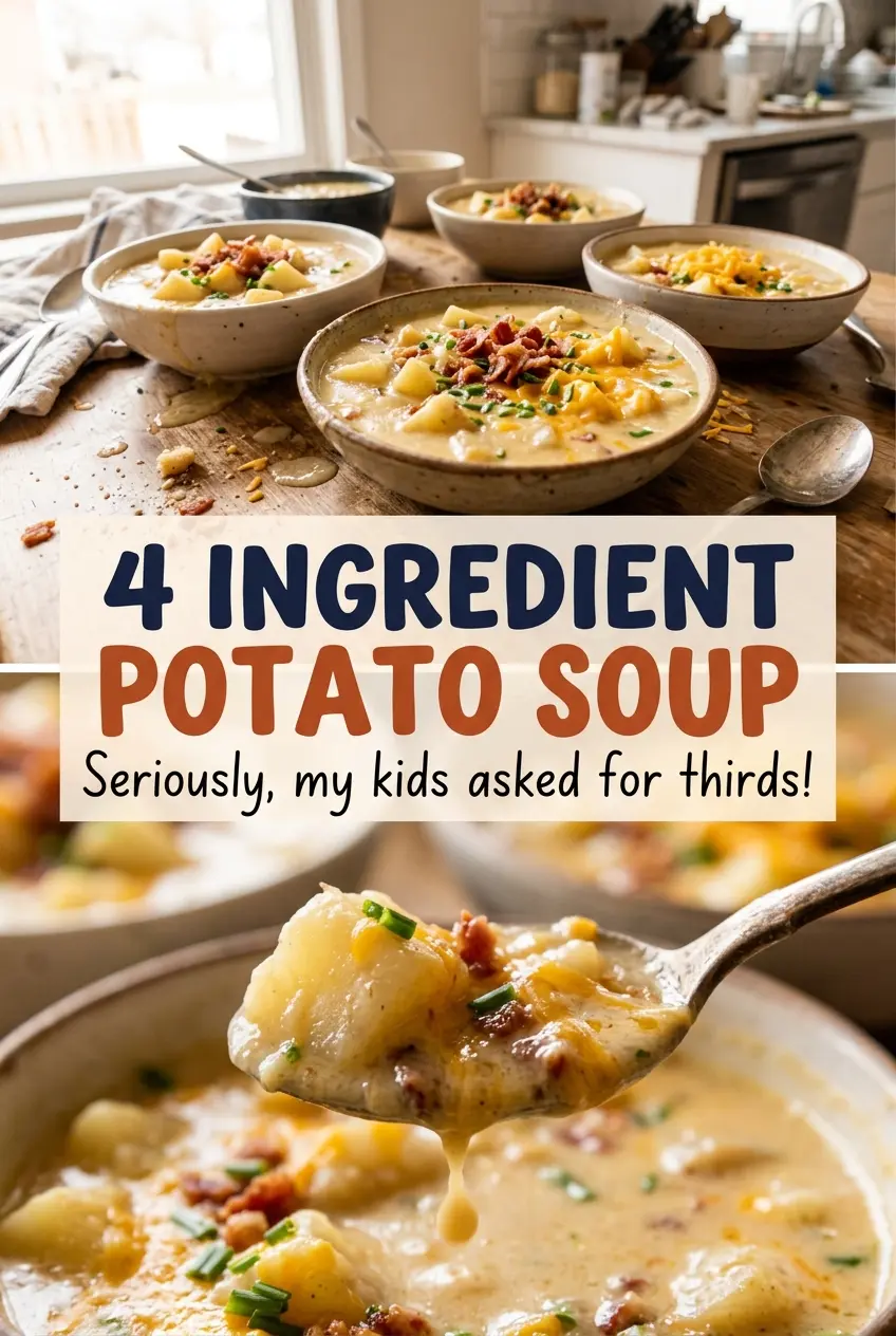 4 Ingredient Potato Soup warm rustic bowl