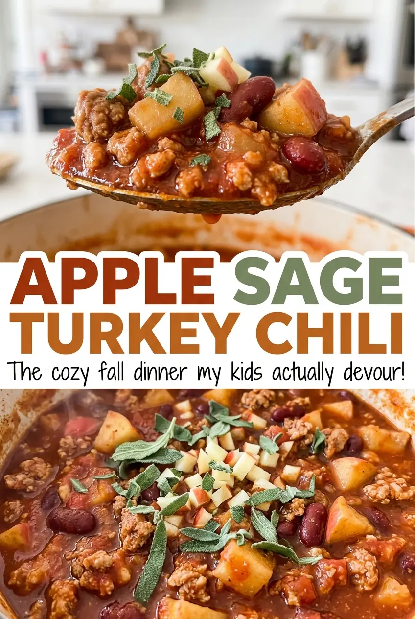 Apple Sage Turkey Chili, tomato-rich and savory