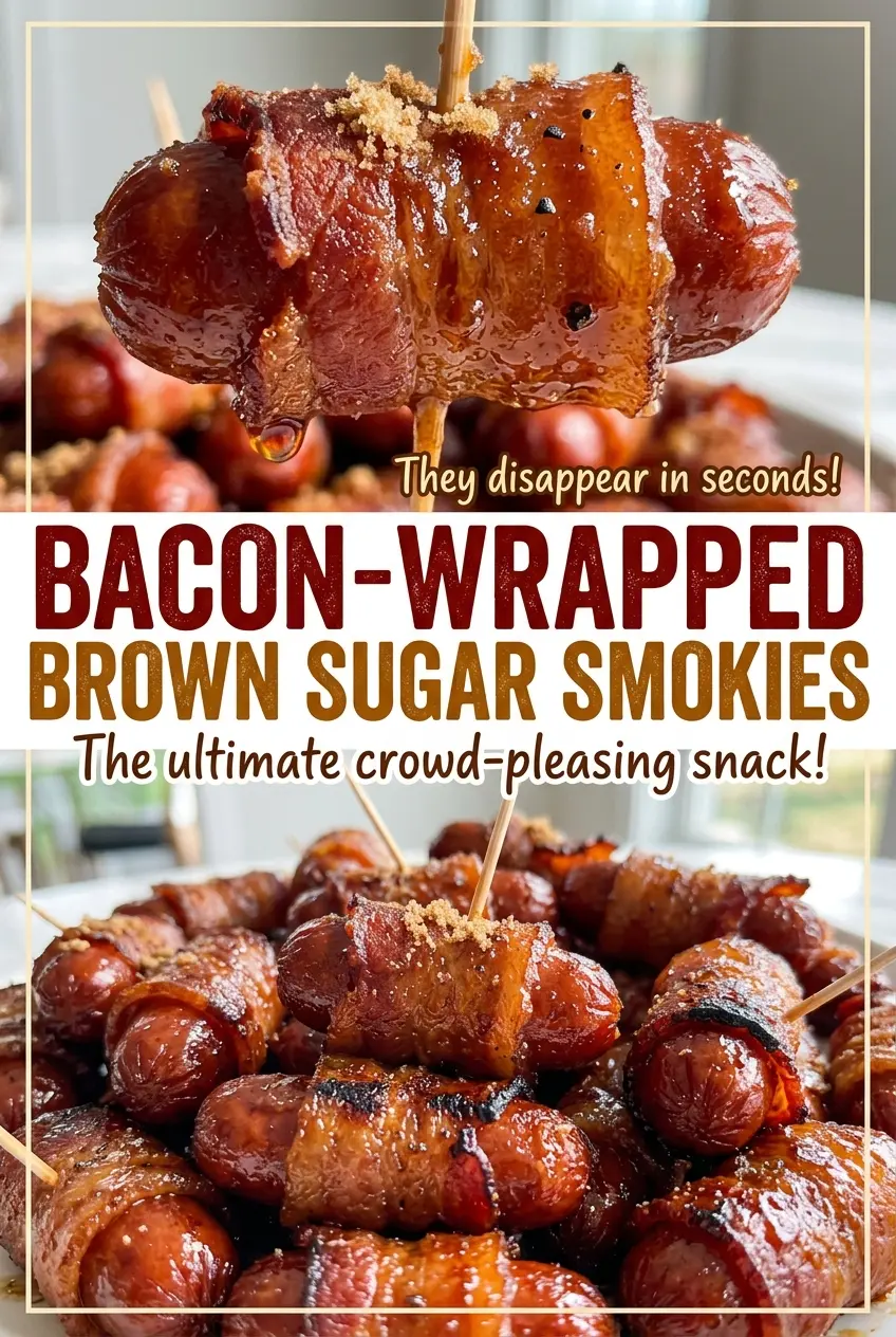Bacon Wrapped Brown Sugar Smokies sweet savory appetizers