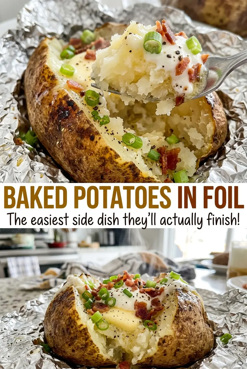 Baked Potatoes in Foil with tender fluffy centers