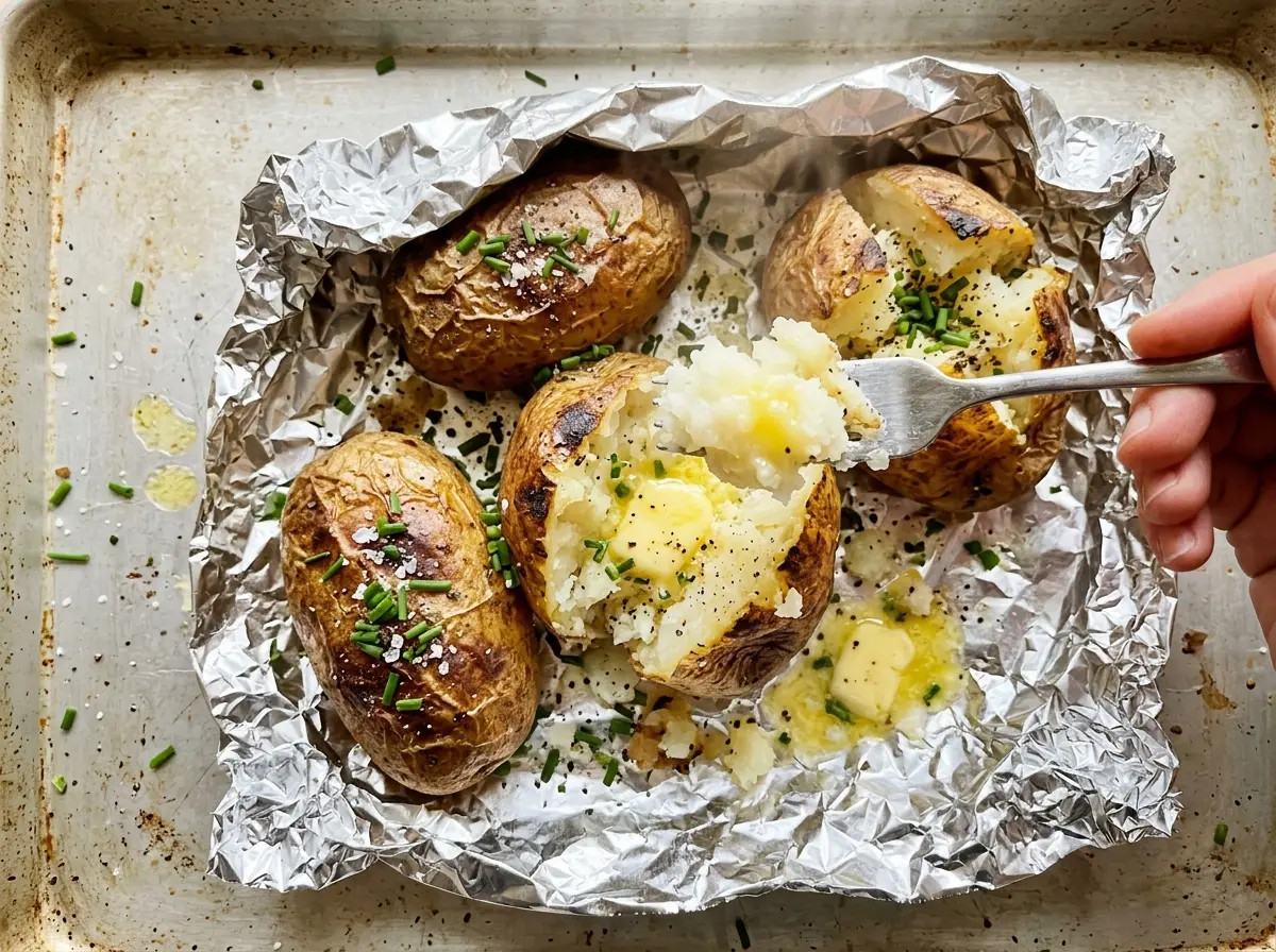 Baked Potatoes in Foil with soft seasoned skins