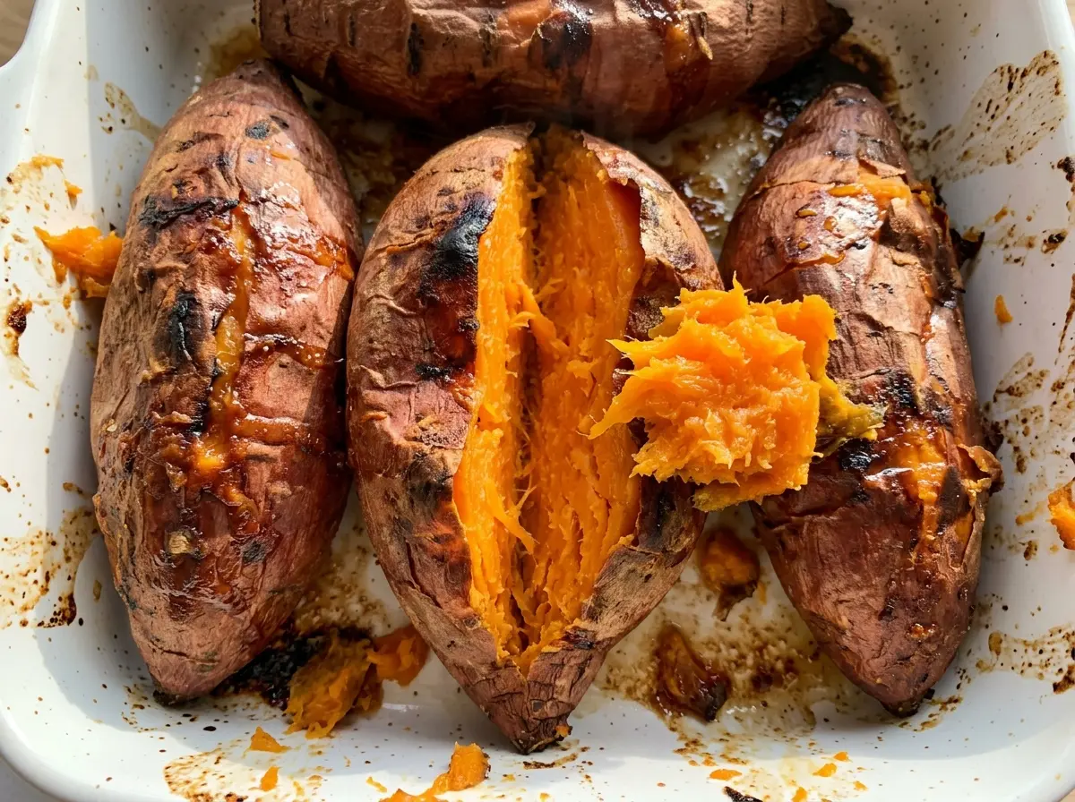 Baked Sweet Potatoes with tender golden flesh