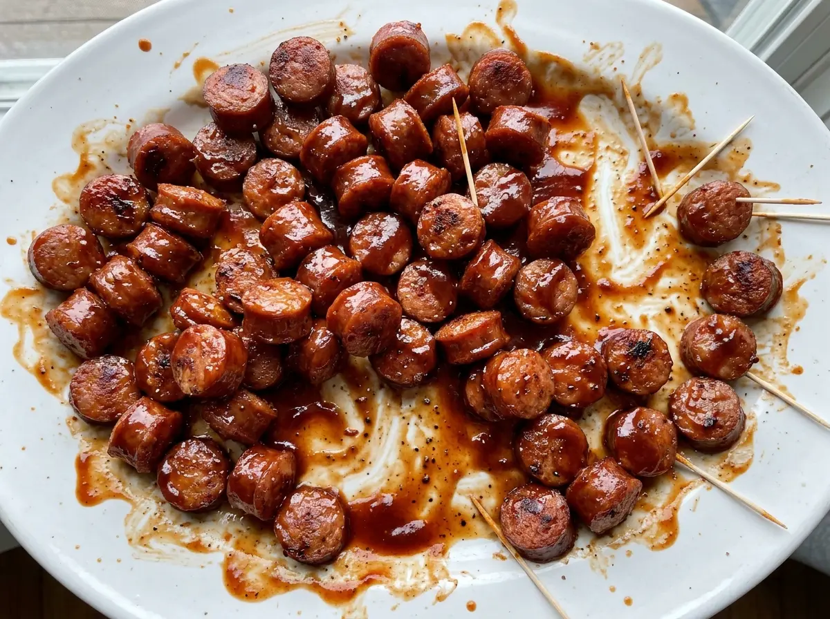 BBQ Sausage Bites glossy barbecue glaze