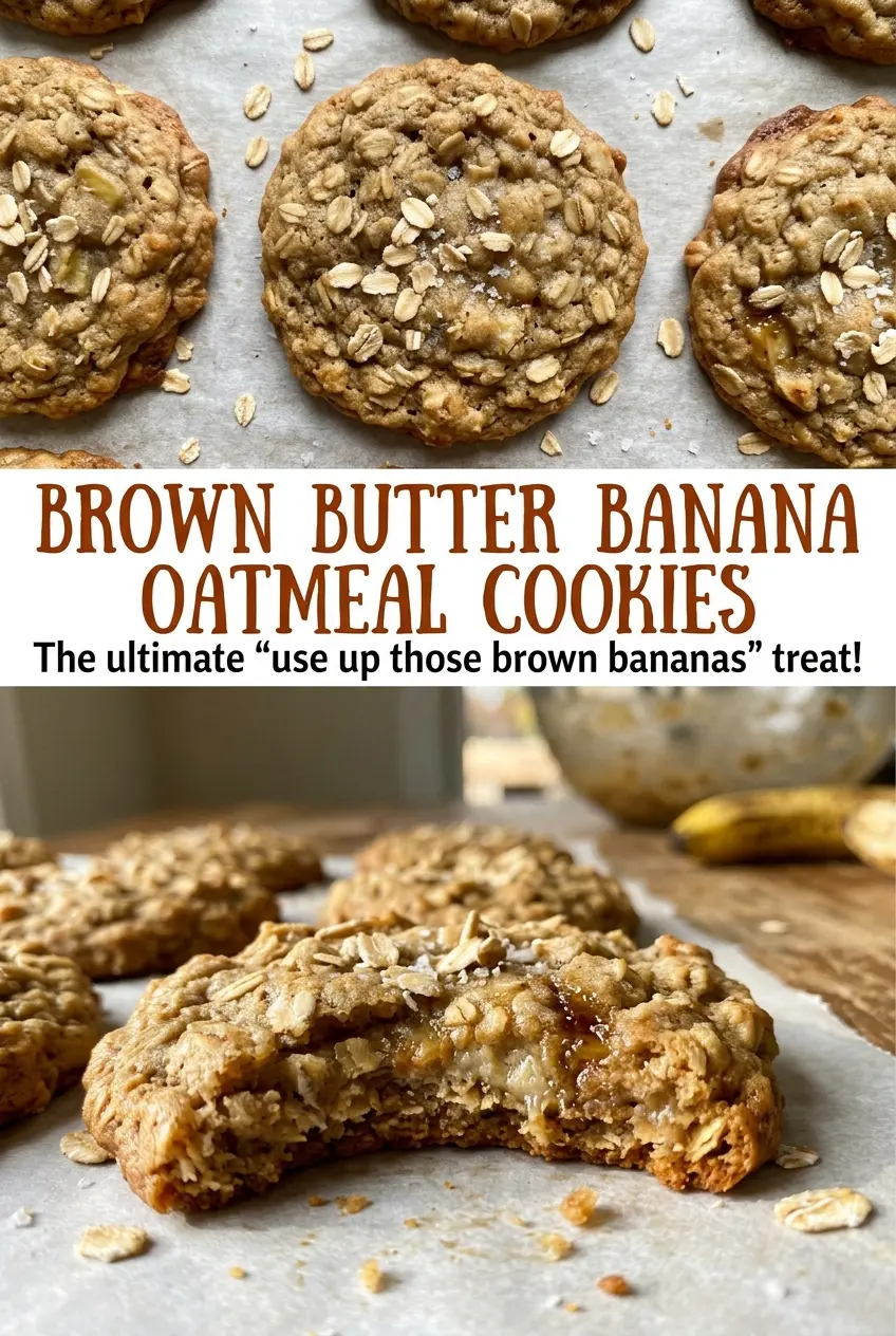 Brown Butter Banana Oatmeal Cookies golden oat tops