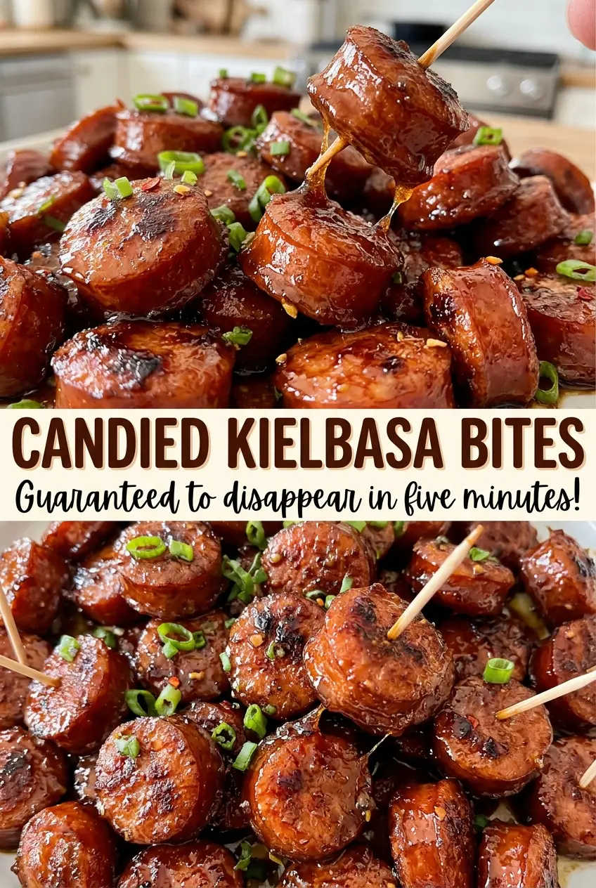 Candied Kielbasa Bites glossy party bites