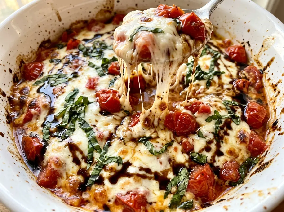 Caprese Dip warm cheesy tomato basil