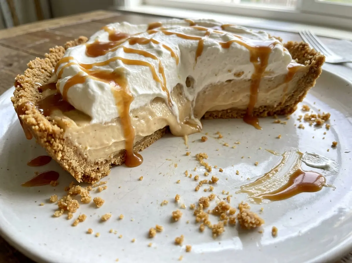 Caramel cream pie with silky custard filling