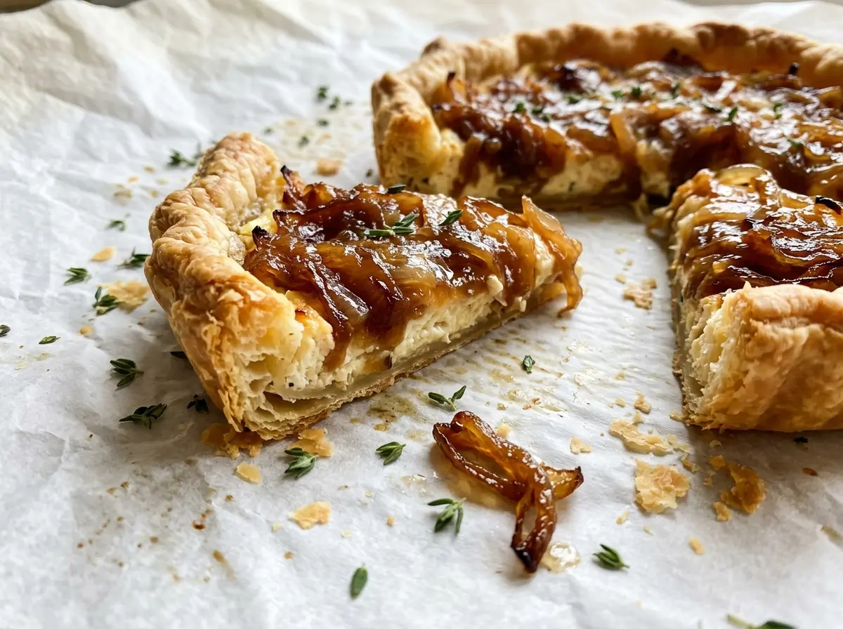 Caramelized Onion and Goat Cheese Tarts golden flaky pastry