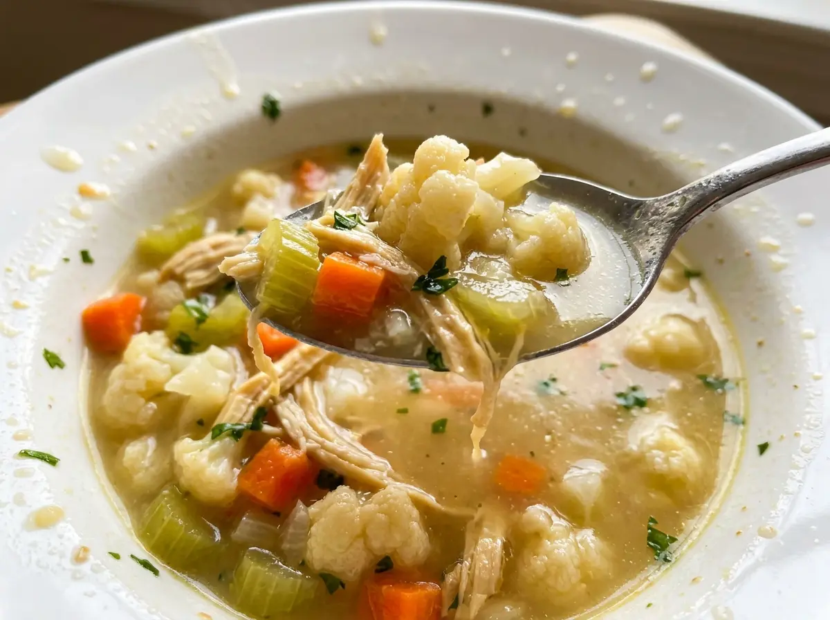 Cauliflower Chicken Soup creamy savory bowl