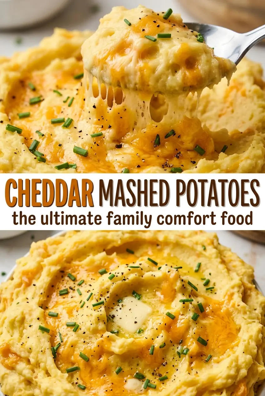 Cheddar Mashed Potatoes fluffy cheesy