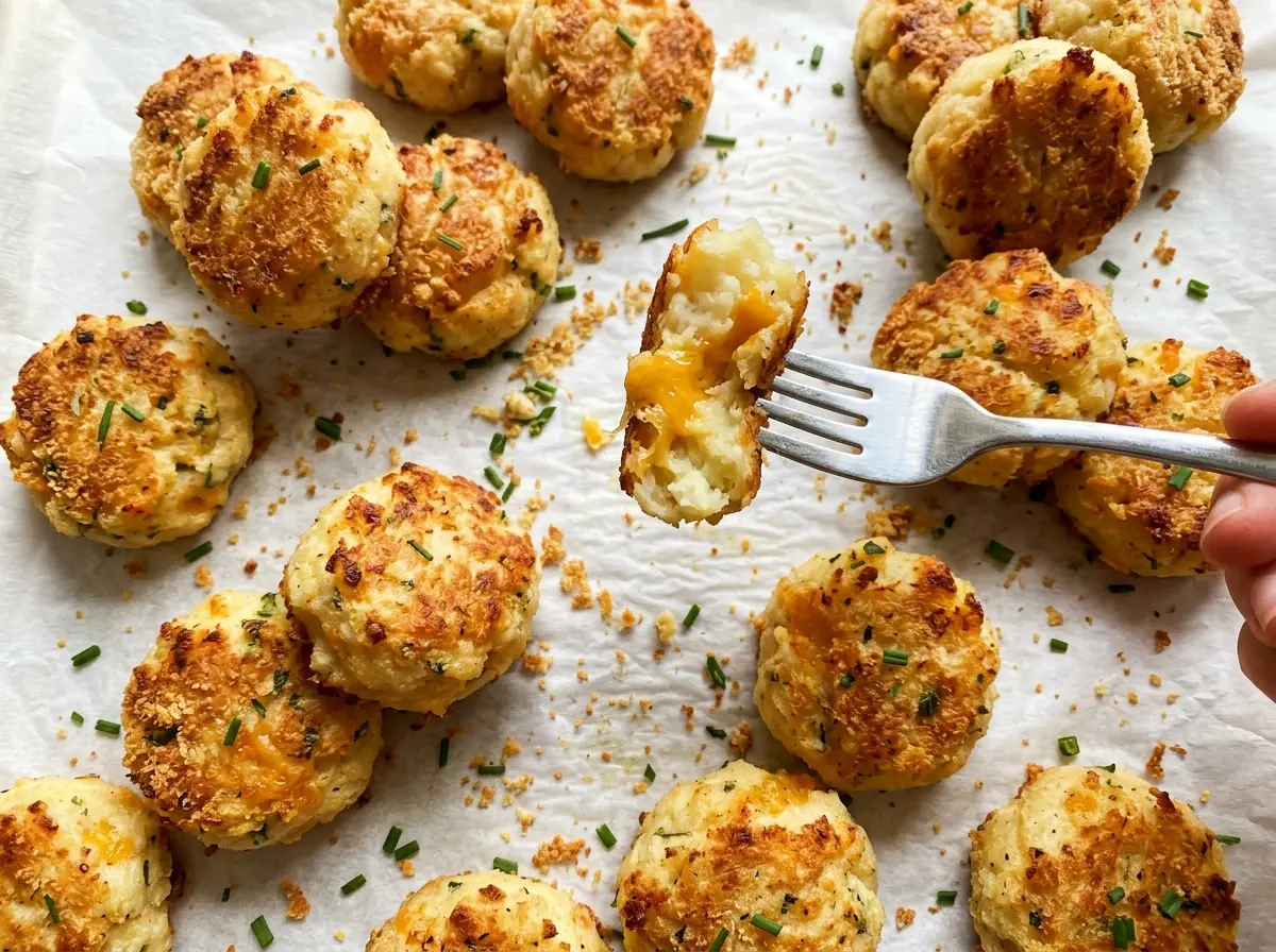 Cheesy Mashed Potato Puffs with golden edges