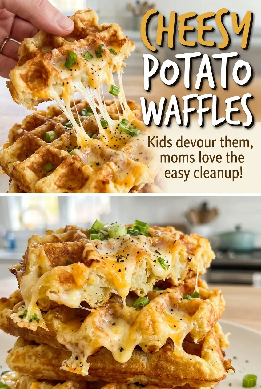 Cheesy Potato Waffles golden crisp tender