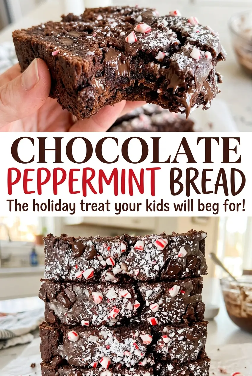 Chocolate Peppermint Bread sliced chocolate loaf