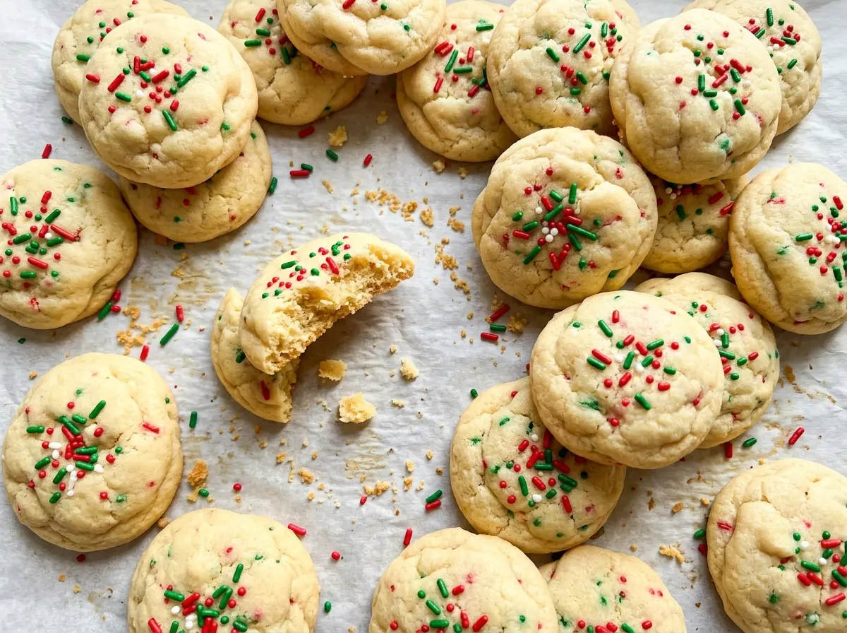 Christmas Vanilla Pudding Cookies colorful soft centers
