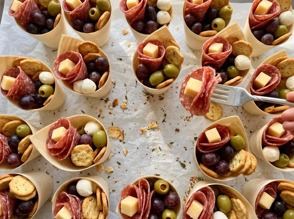 Cornucopia Charcuterie Cups colorful savory bites