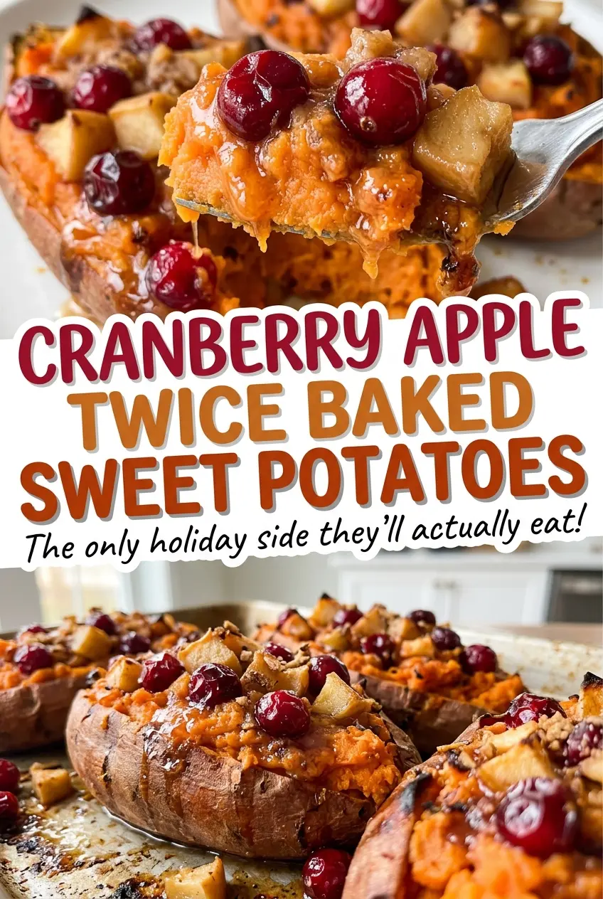 Cranberry Apple Twice Baked Sweet Potatoes, tender and cranberry-studded