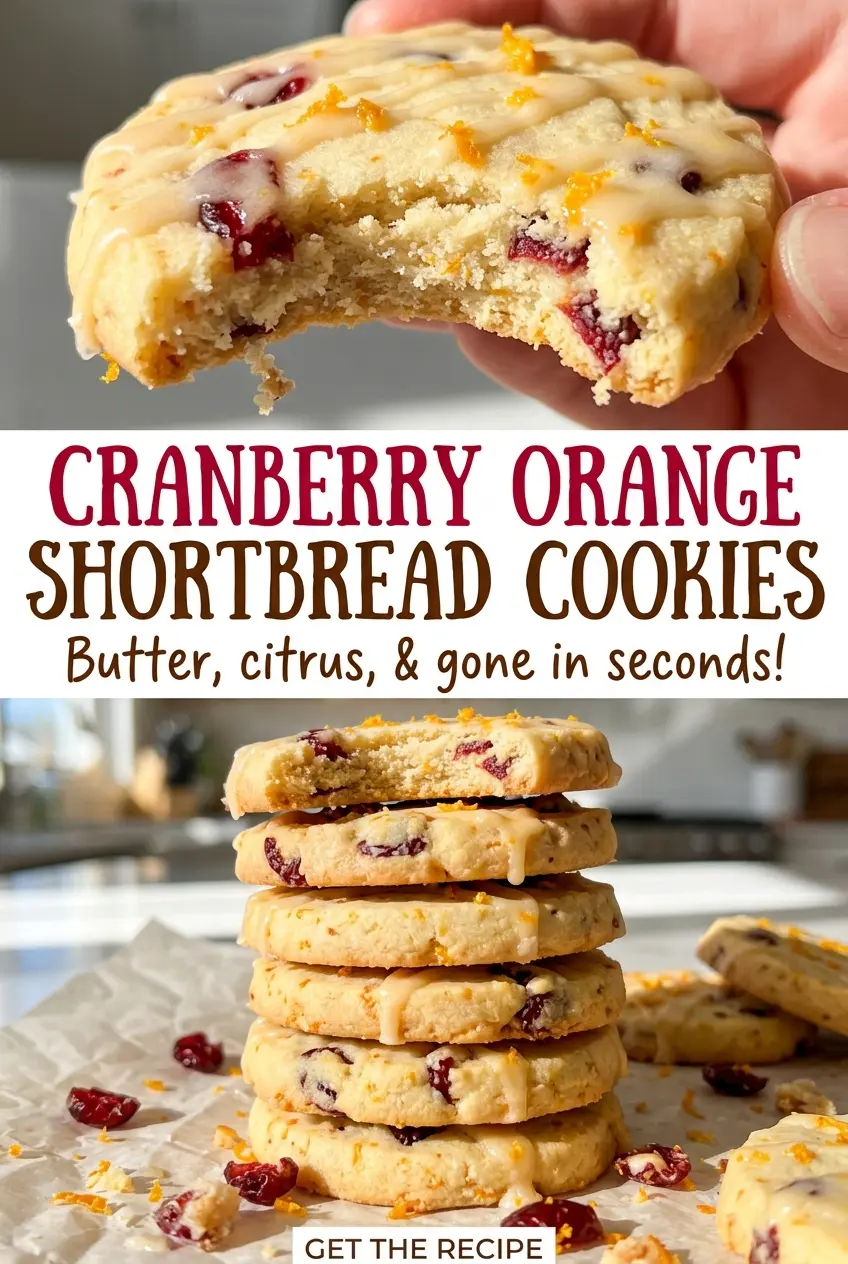 Cranberry Orange Shortbread Cookies, tender cranberry-flecked rounds