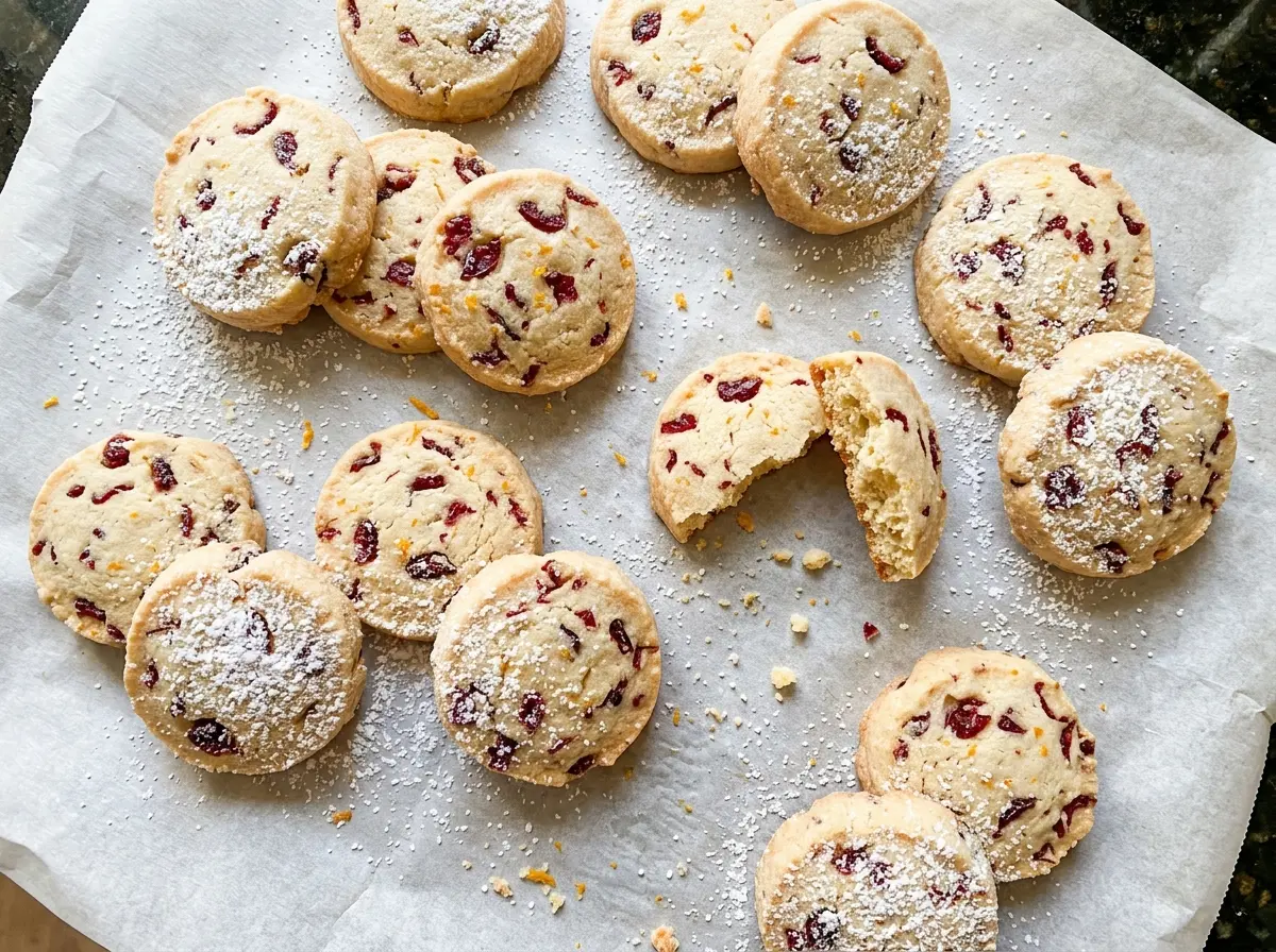 Cranberry Orange Shortbread Cookies, buttery and golden