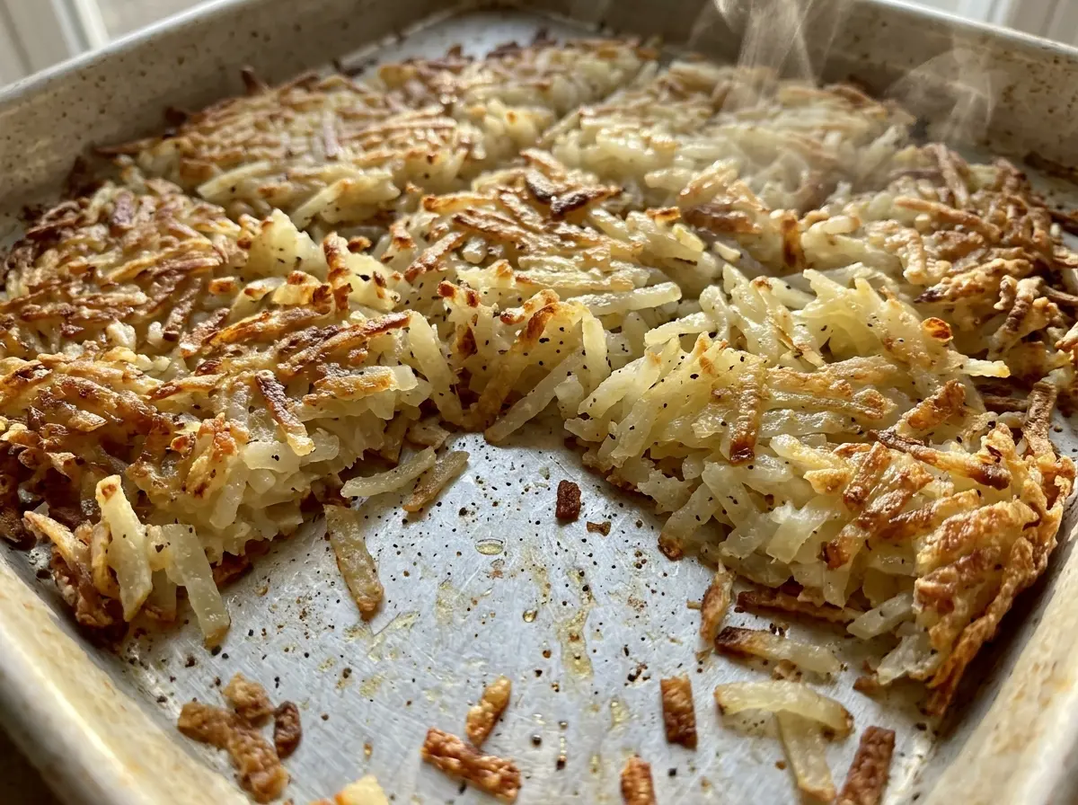 Crispy Sheet Pan Hash Browns golden shredded potatoes