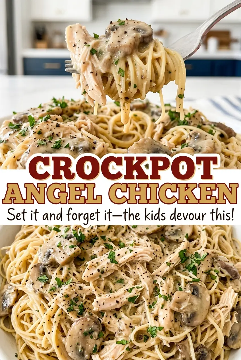 Crockpot Angel Chicken creamy chicken pasta
