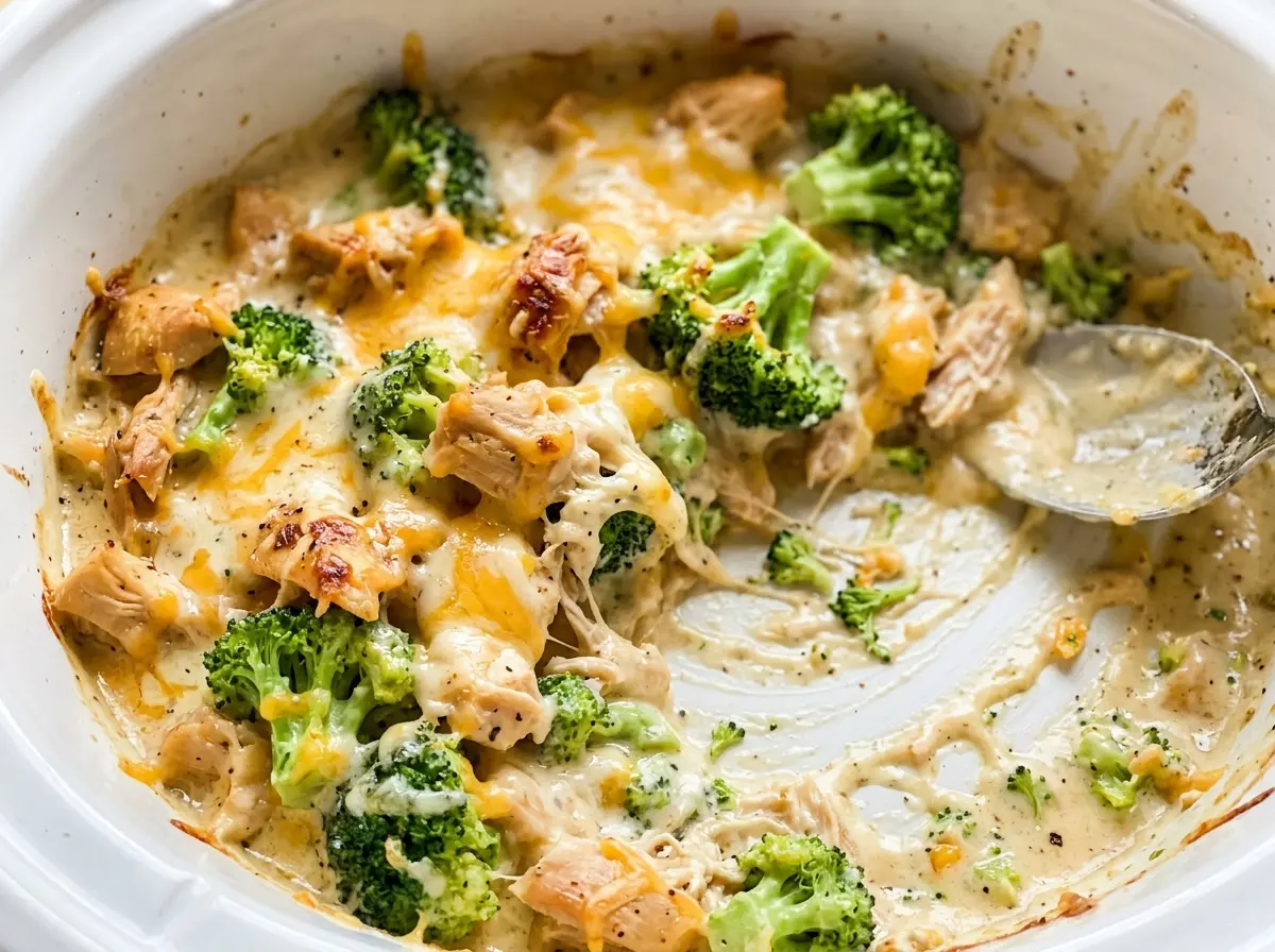 Crockpot Chicken and Broccoli creamy cheddar