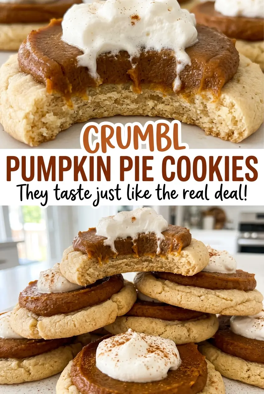 Crumbl Pumpkin Pie Cookies with pumpkin pie centers