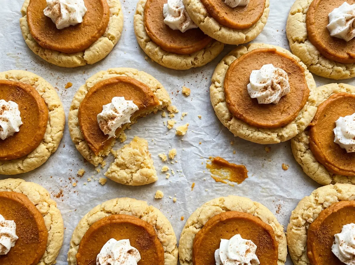 Crumbl Pumpkin Pie Cookies with whipped cream
