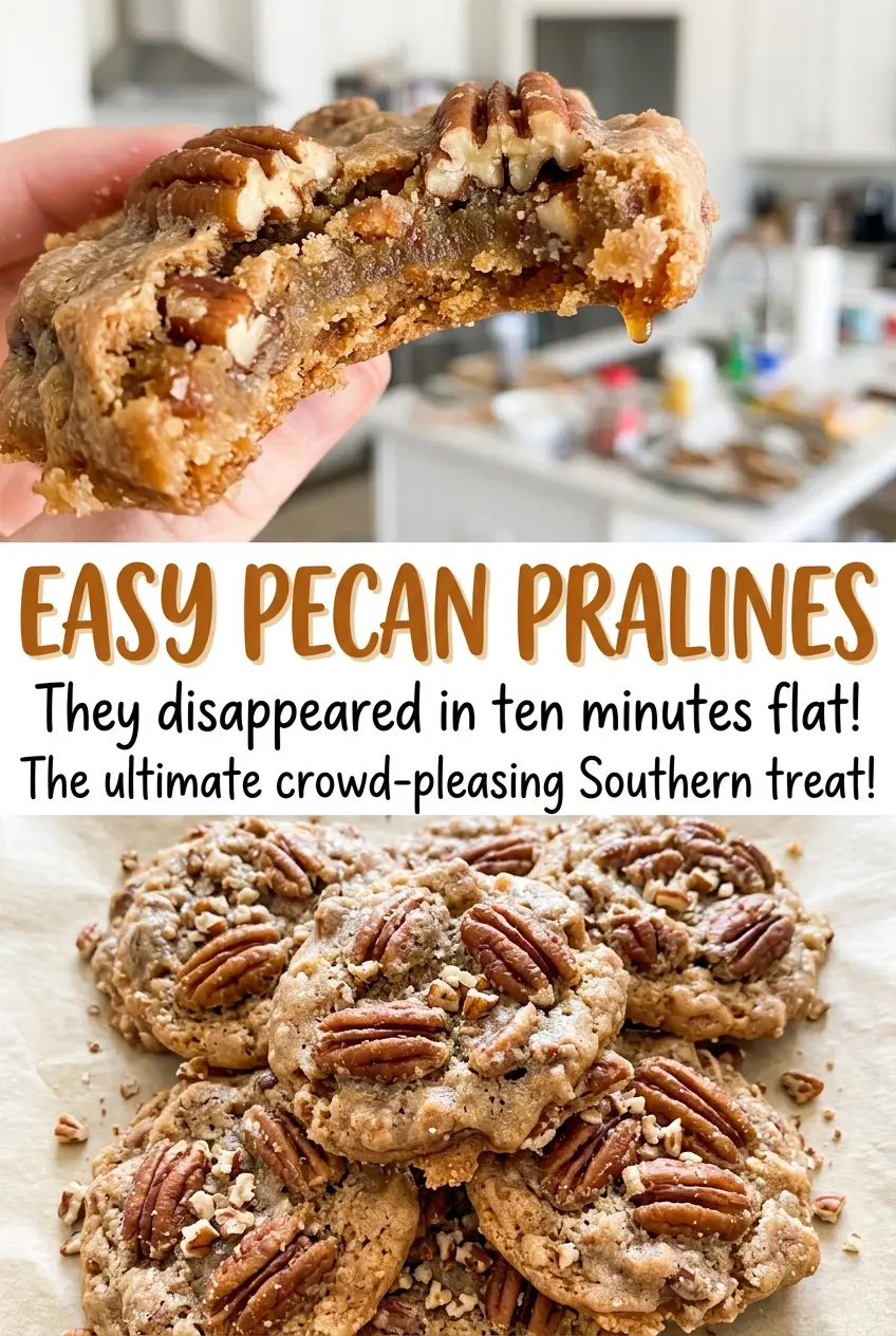 Easy Pecan Pralines set golden clusters