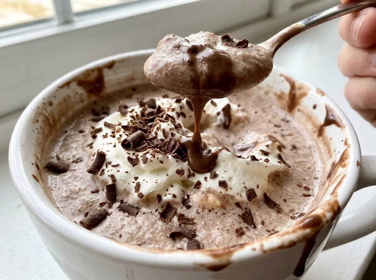 Frozen Hot Chocolate topped with fluffy whipped cream