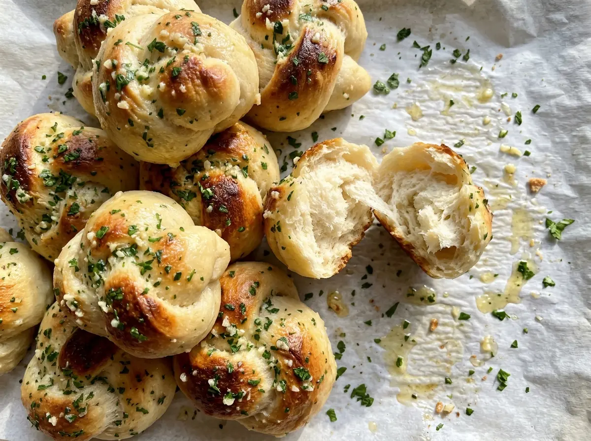 Garlic Knots golden garlic-butter finish