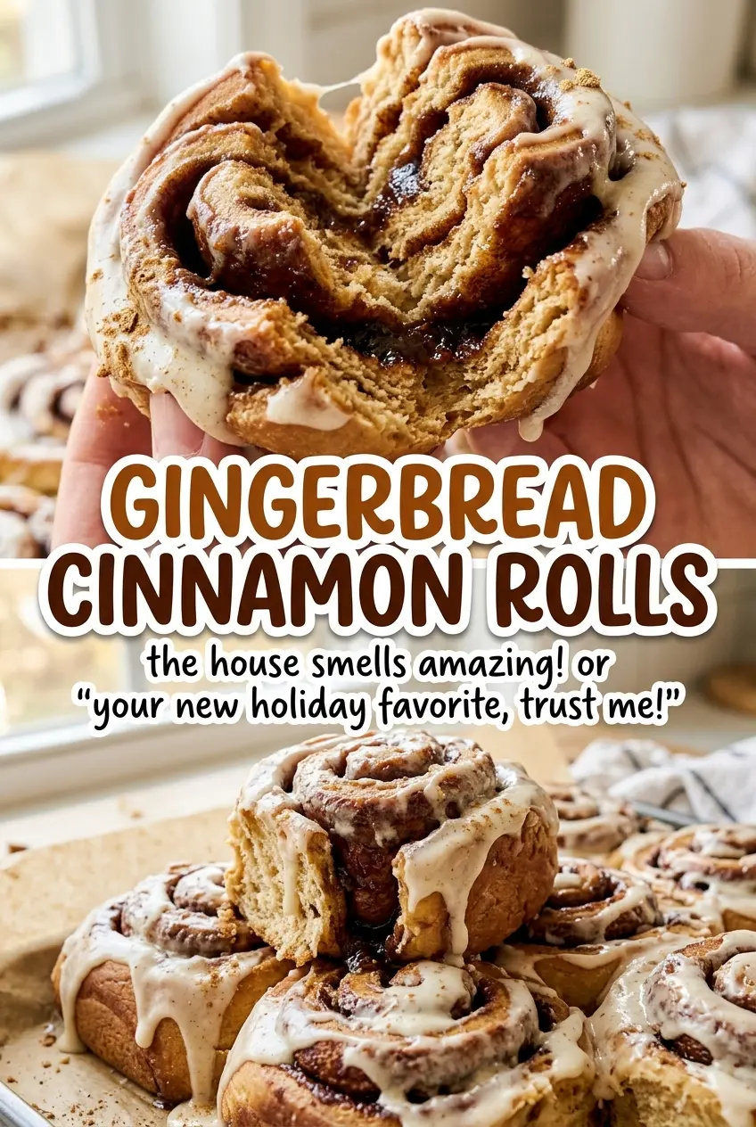 Gingerbread Cinnamon Rolls iced swirls