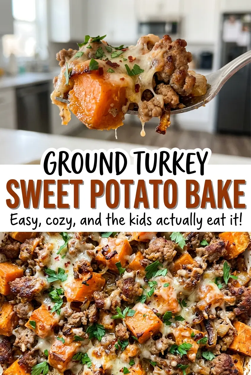 Ground Turkey Sweet Potato Bake savory cheesy