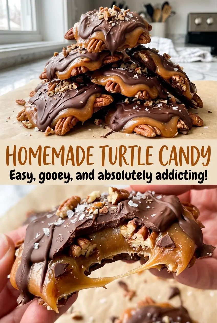 Homemade Turtle Candy toasted pecans caramel