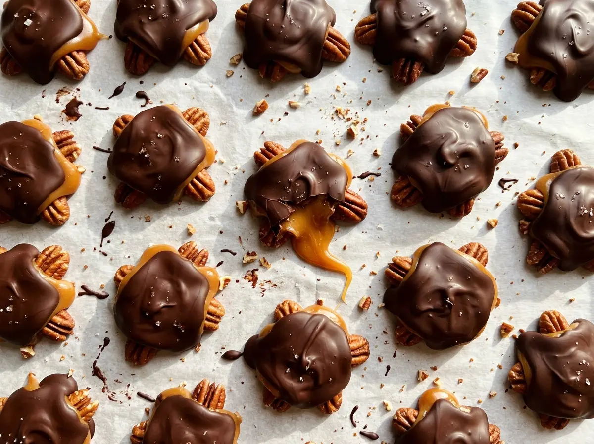 Homemade Turtle Candy glossy pecan clusters