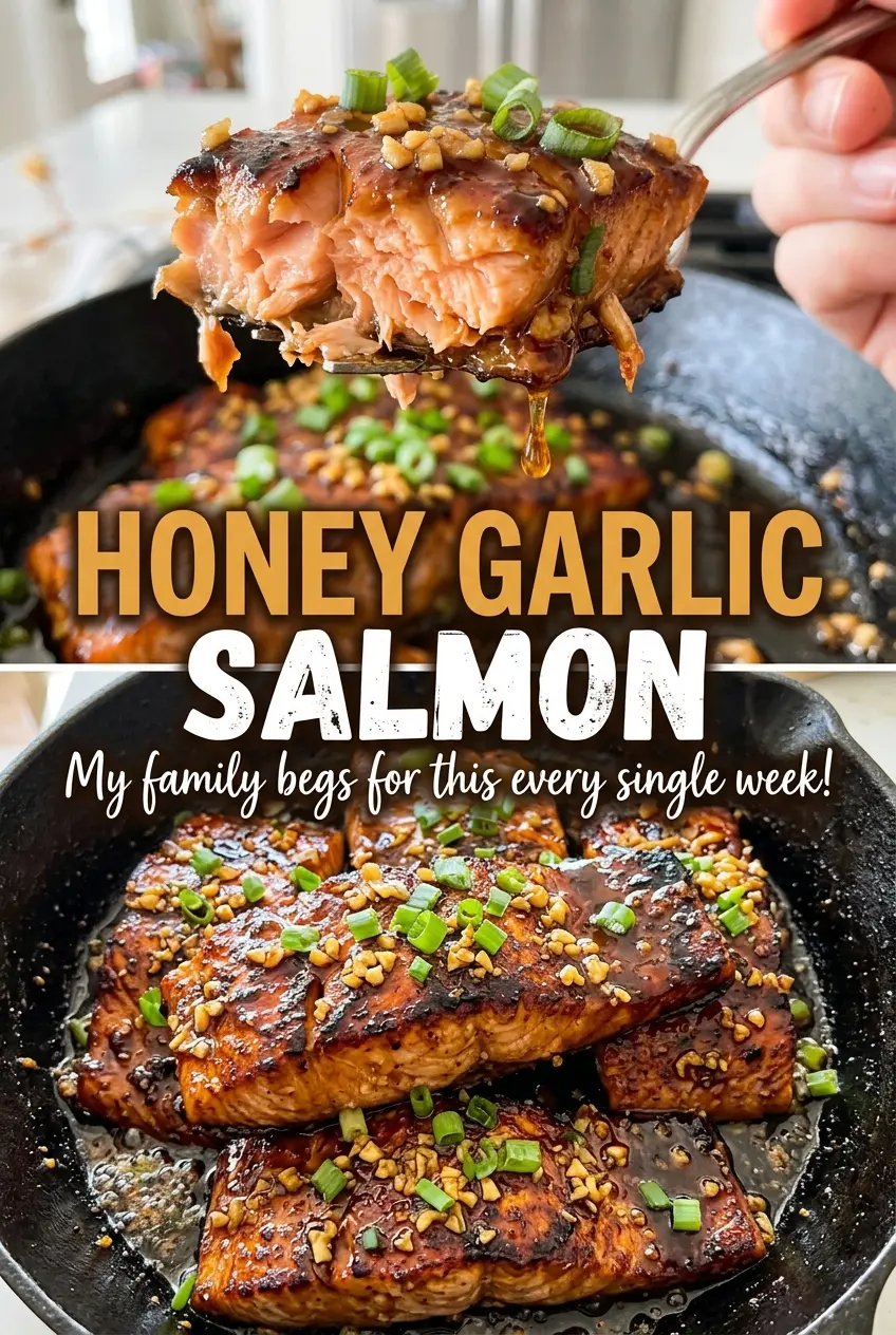 Honey Garlic Salmon with crisp skin