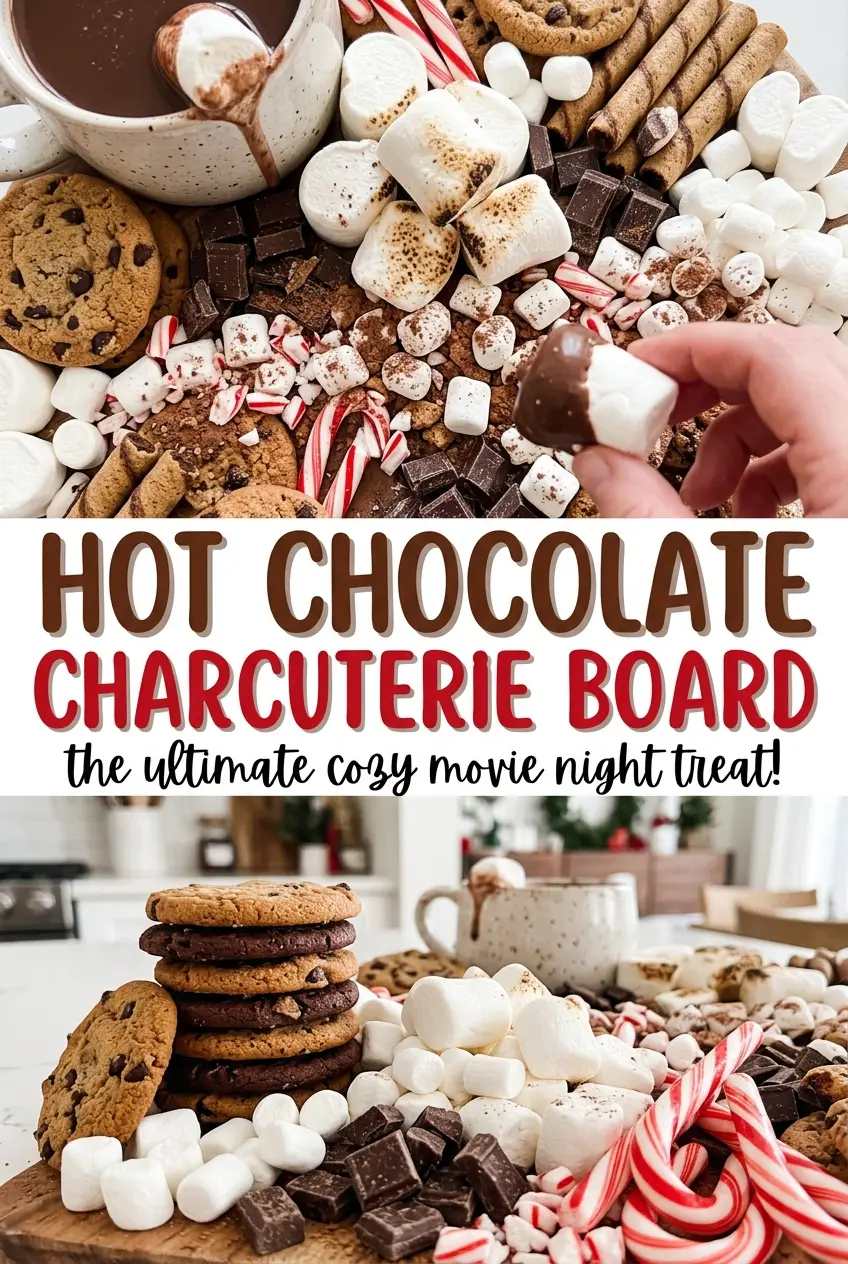 Hot Chocolate Charcuterie Board with colorful sweet treats